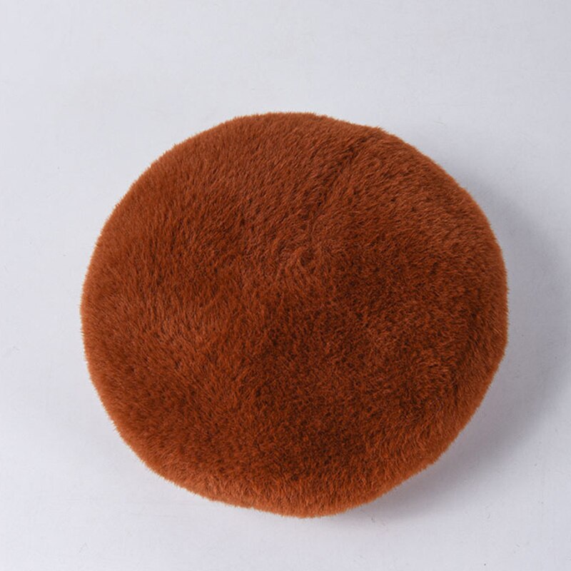 Warm Winter Baretten Grote Effen Kleur Dikke Winter Vrouwen Hoeden Klassieke Franse Hoed Vrouwelijke Zachte Beanie Verstelbare: Brown
