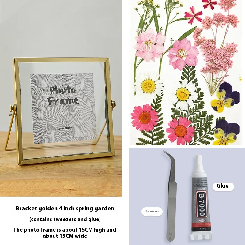 DIY Double-Sided Transparent Glass Picture Frame for Dried Flowers Handmade Home Decor Display Stand Decorative Photo Frame: Lavender