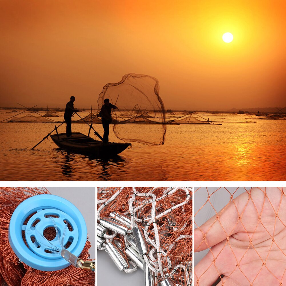 Multifilament Linie mit platinen Gießen Netz Fangen Fisch Netzwerk draussen Hand Werfen Angeln Netz Kleine Gittergewebe Reifen Linie Kieme Netz