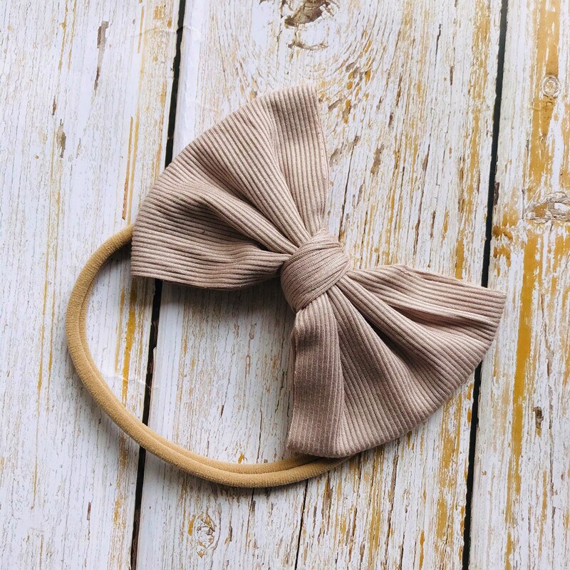 Xcqgh Mode Pasgeboren Hoofdband Peuter Baby Meisje Streep Haarband Effen Kleur Nylon Elastische: Bruin