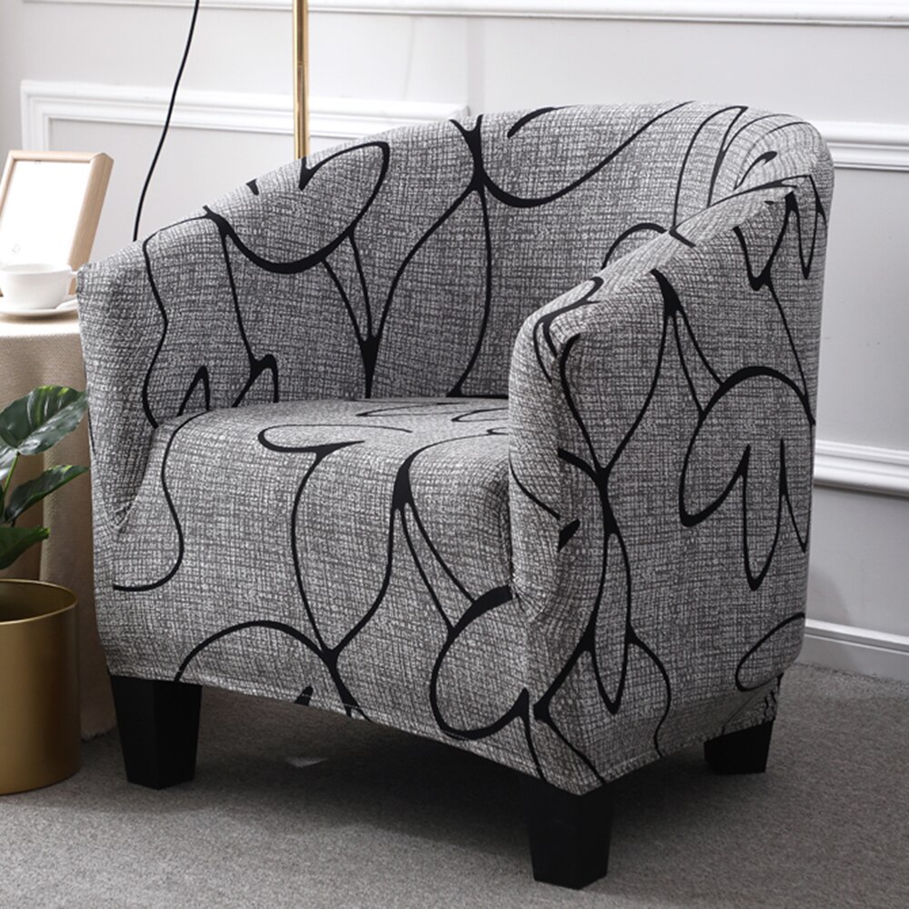 Club Chair Slipcover Stretch Armchair Covers Printed Tub Chair Cover Sofa Cover Spandex Couch Covers For Bar Counter Living Room