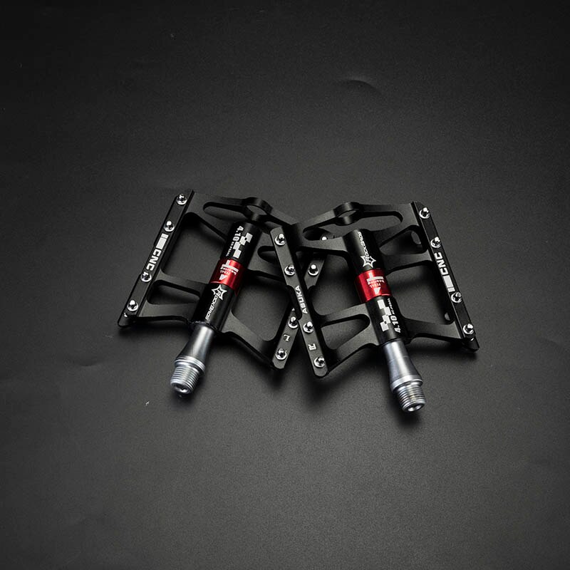 ROCKBROS Anti-slip Bicycle Pedals 4 Sealed Bearings Mountain Bike Pedal Ultralight MTB Pedals Aluminium Alloy Cycling Falt Pedal: Black