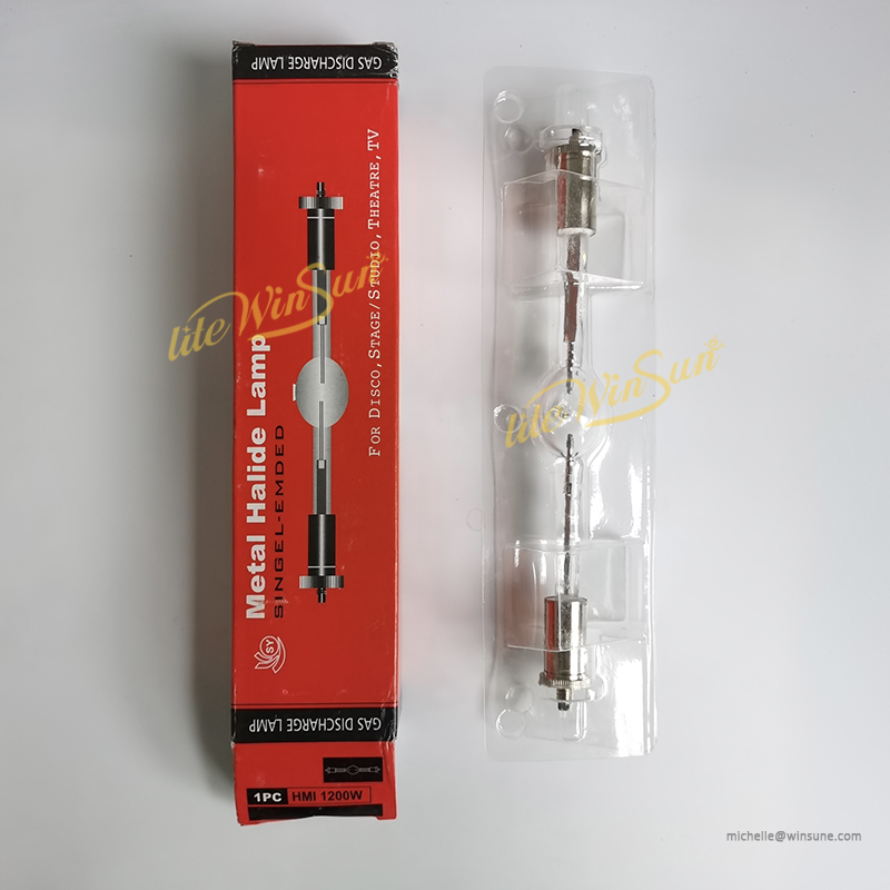HMI-bombilla de haluro metálico de doble punta, foco de 1200W, 21cm, 22cm, 1200W, lámpara compacta de día para escenario