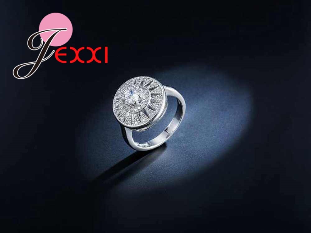 Laveste pris 925 sterling sølv smykker runde blomster krystal ring til kvinder kvindelige bryllupsfest tilbehør