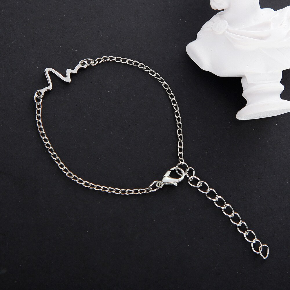 neue Koreanische Heißer Einfache Wellen EKG Herz Bewertung Blitz Charme Armbänder Für Frauen & Männer Schmuck Sommer Stil Strand
