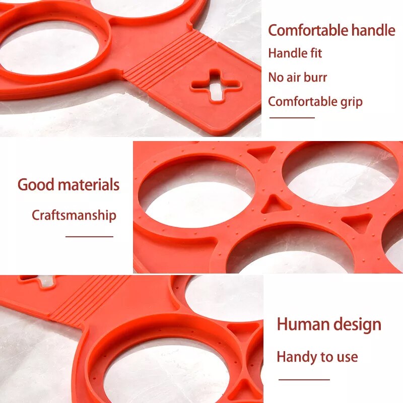 Pannenkoek Maker Hart/Ster/Ronde Vormige 7 Gaten Anti-aanbak Siliconen Bakvorm Ring Gebakken Ei Voor Familie Koken keuken Gereedschap