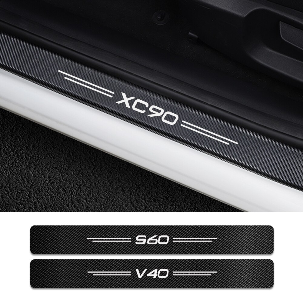 Bil dør tærskel vagter klistermærke til volvo  xc90 xc40 v90 v60 v50 t6 s60 s90 awd pu læder kulfiber interiør tilbehør