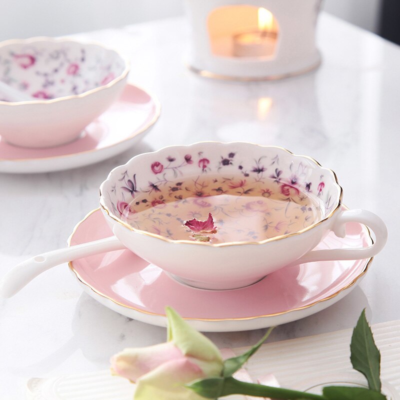Luxury tea cups and saucers espresso cups English afternoon tea party teacup coffee cup porcelain tazas de cafe