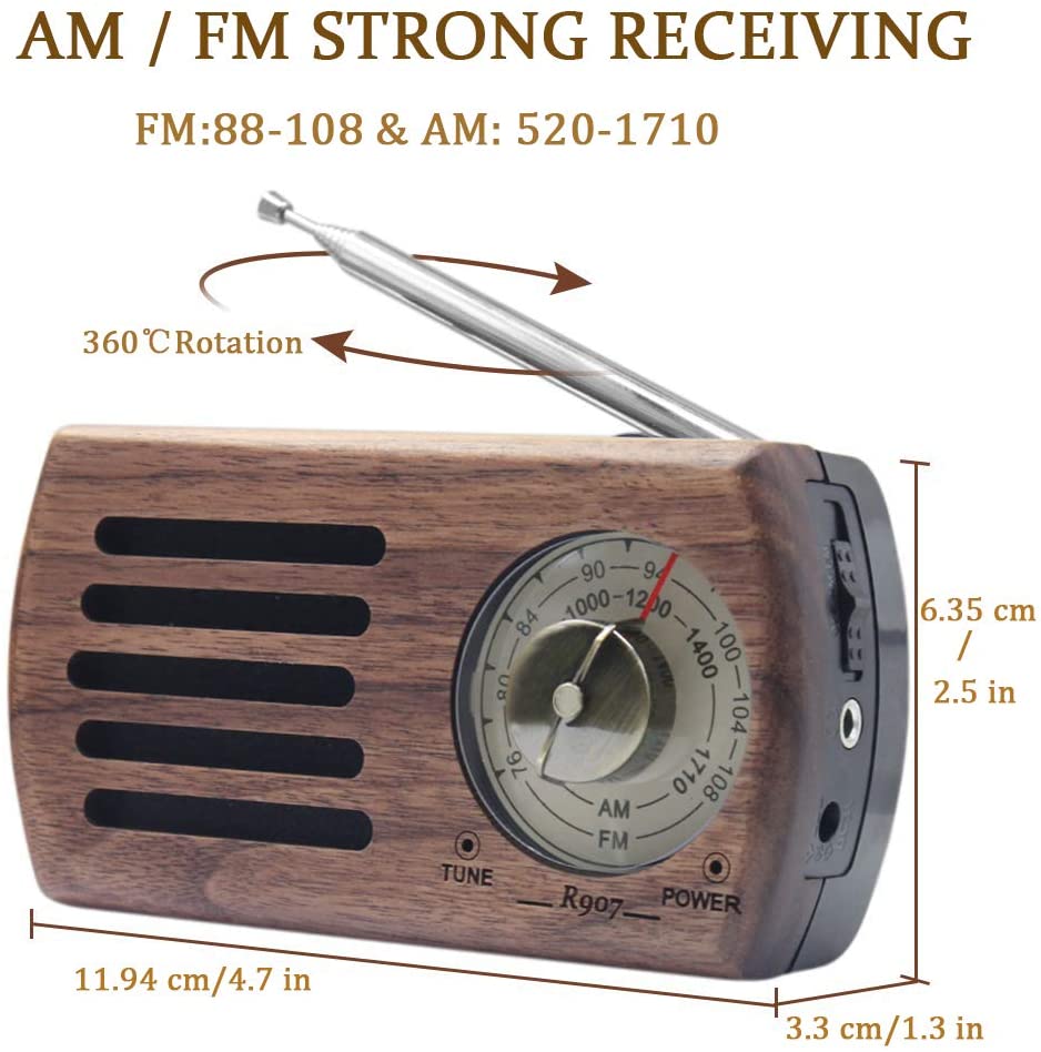 REDAMIGO Solid Wood Digital FM Radio AM Mini linternet Radio Portable FM AM Radio RADR917+