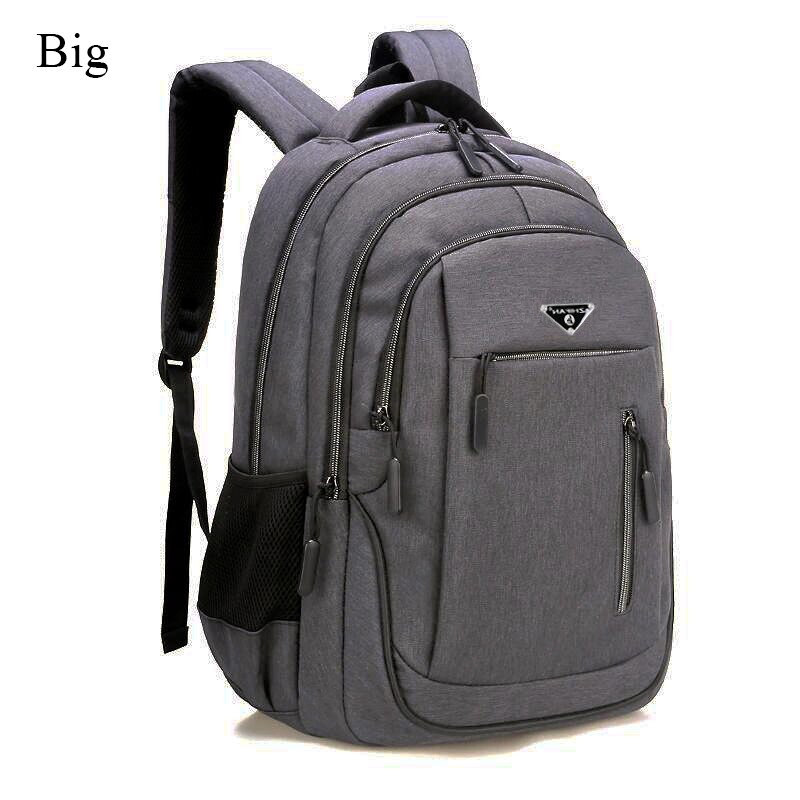 Big Capacity Men Backpack Laptop 15.6 Oxford Gray Solid High School Bags Teen College Student Back Pack Multifunctional Bagpack: Dark gray big