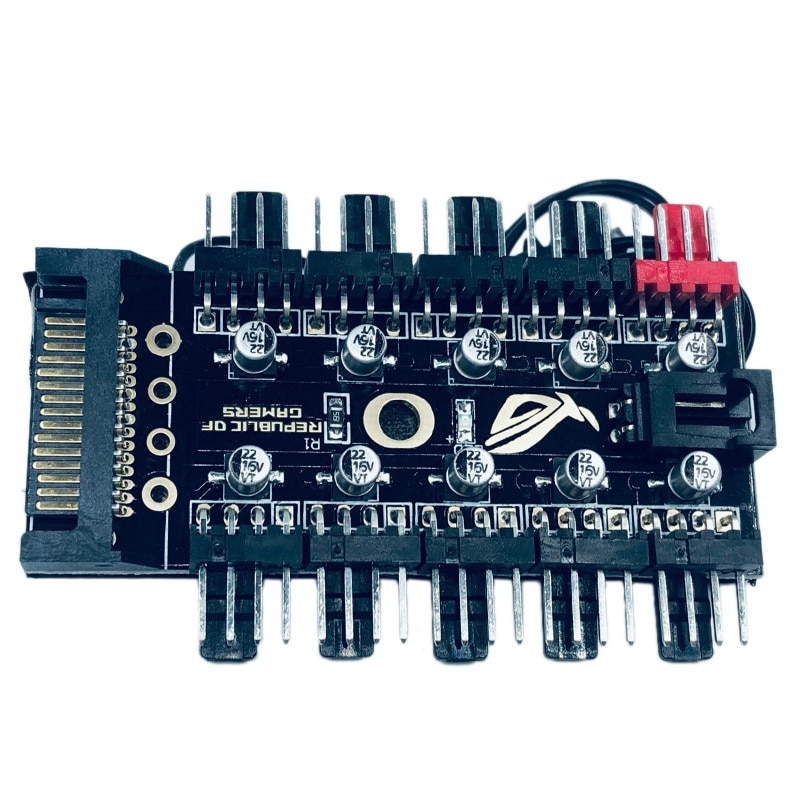 Ligent Temperatuurregeling Pwm 4Pin 4 Pin Fan Hub 10 Way Controller Met Grote 4 P Poort En Sata Poort voeding