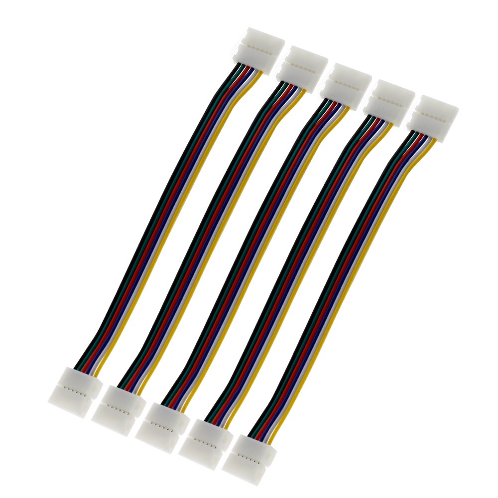 6 pin 12mm led strip stik til rgbww led strip fri svejsning stik 5 stk/parti l/t form: Dobbelt ende ledning