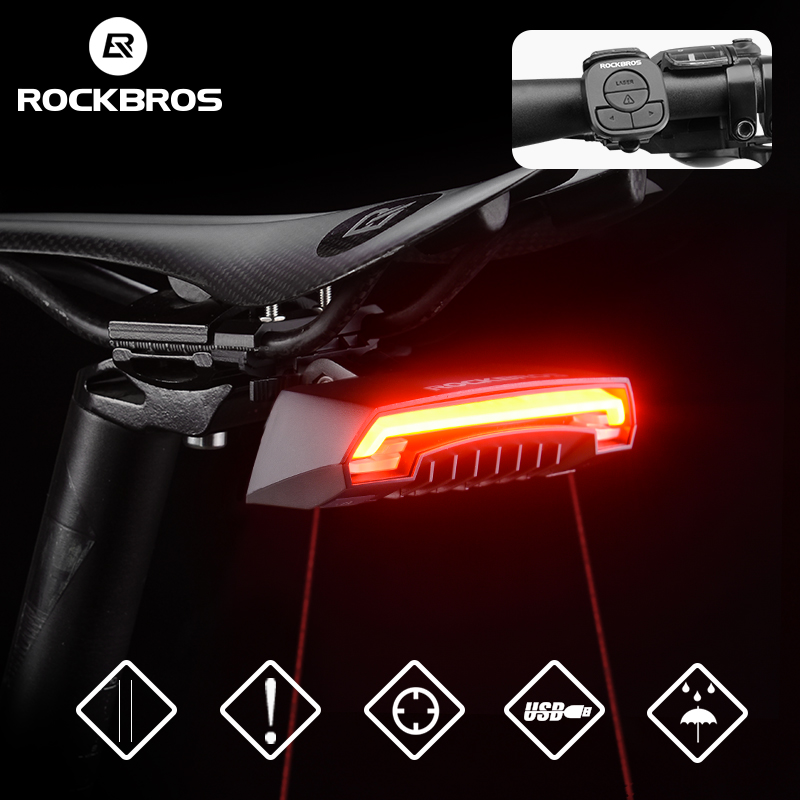 Rockbros Fiets Achterlicht Usb Oplaadbare Draadloze Waterdichte Mtb Veiligheid Intelligente Afstandsbediening Turn Teken Fietslicht Lamp