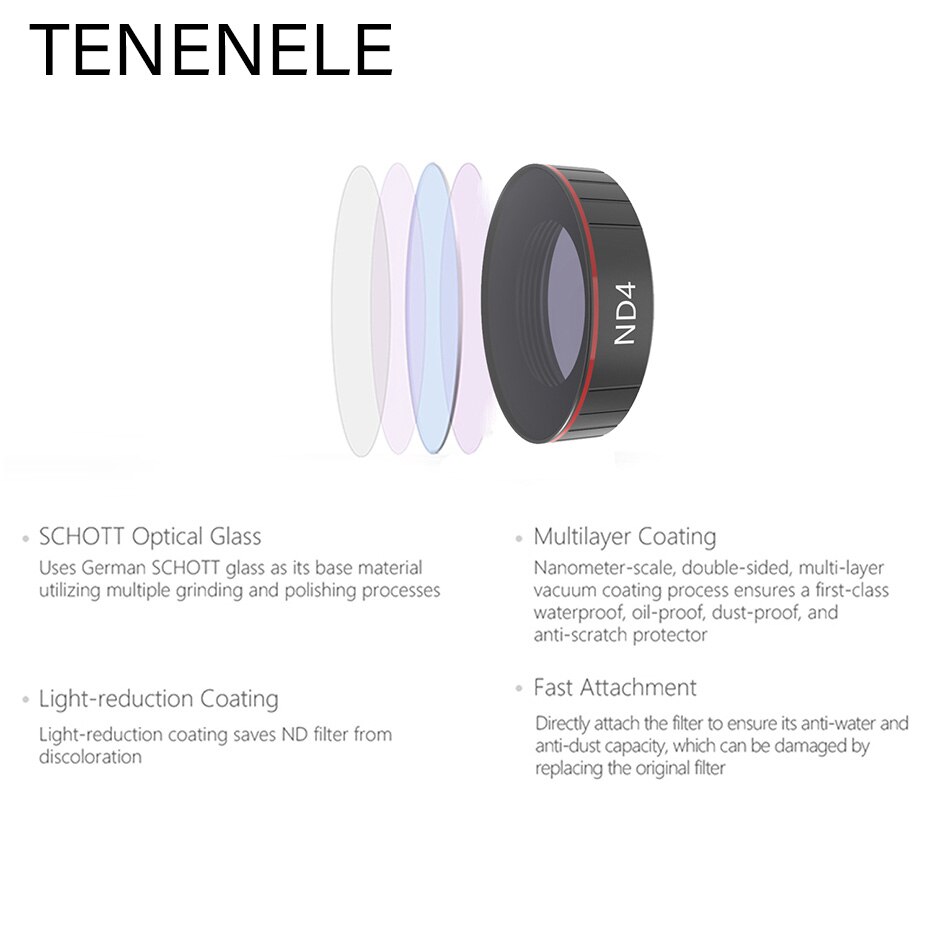 TENENELE Filtro di Vetro Ottico Per DJI Osmo Action UV CPL ND/4/8/16/32/ 1000 Filtri Per Osmo Obiettivo di Macchina Fotografica di Azione di Sport Accessori