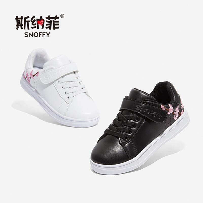 Snoffy freundlicher Schuhe für Mädchen Frühling Herbst freundlicher Jungen Sport Schuhe Stickerei Weiß Schwarz lässig Schuhe Solide Mädchen Sneaker TX436