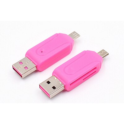 1pc 2 w 1 USB 2.0 OTG adapter czytnika kart pamięci uniwersalny mikro USB TF czytnik kart SD robić komputera telefonu, komputera laptopa: róża