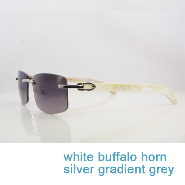 Luxe Vierkante Zonnebril Gevlekte Echt Buffelhoorn Heren Zonnebril Vintage Festival Carter Buffs Zonnebril: white silver grey