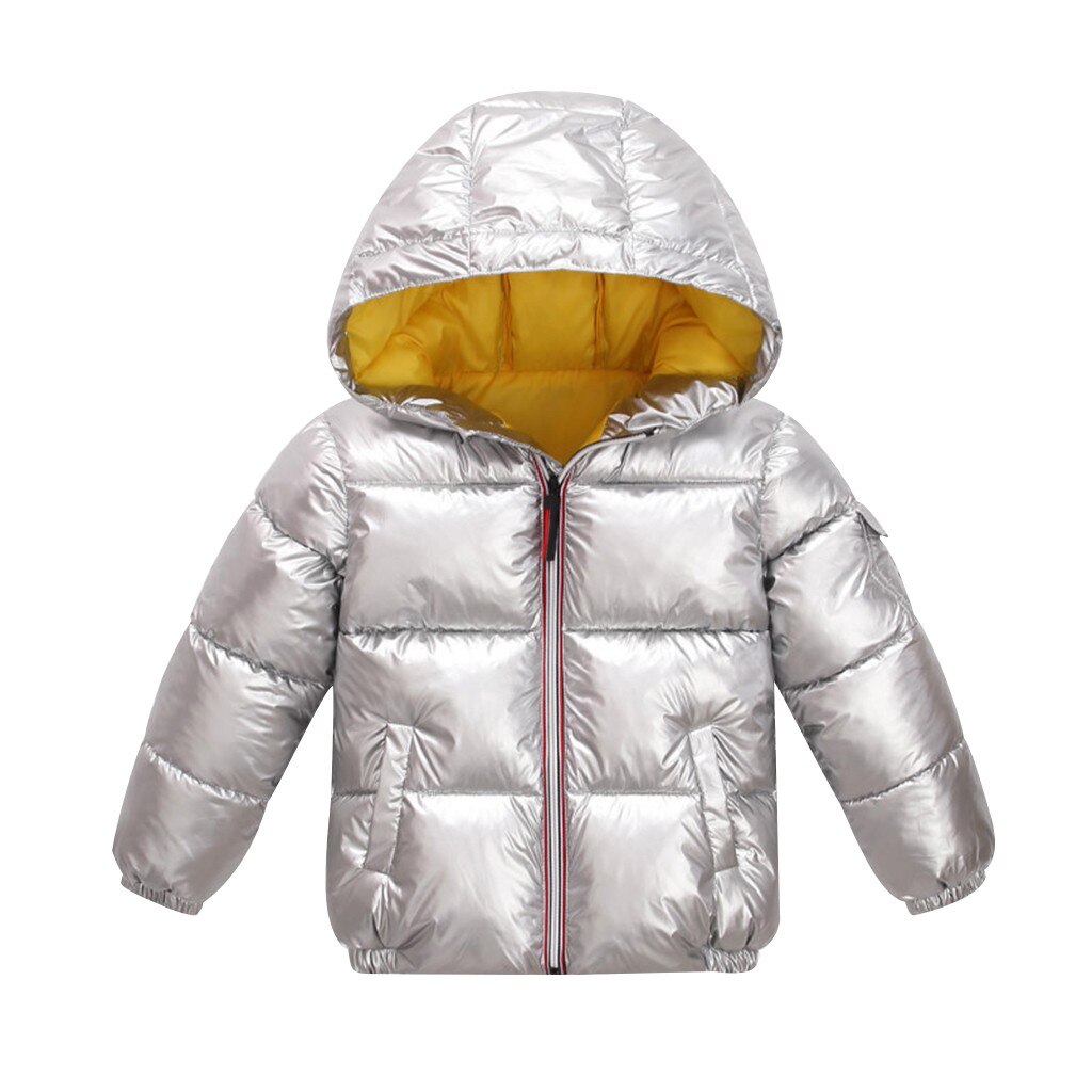 Winter Peuter Infant Kids Baby Grils Jongens Parka Lange Mouwen Hooded Outdoor Waterdichte Jas Down Jas Overjas Uitloper # G4: Zilver / 6T
