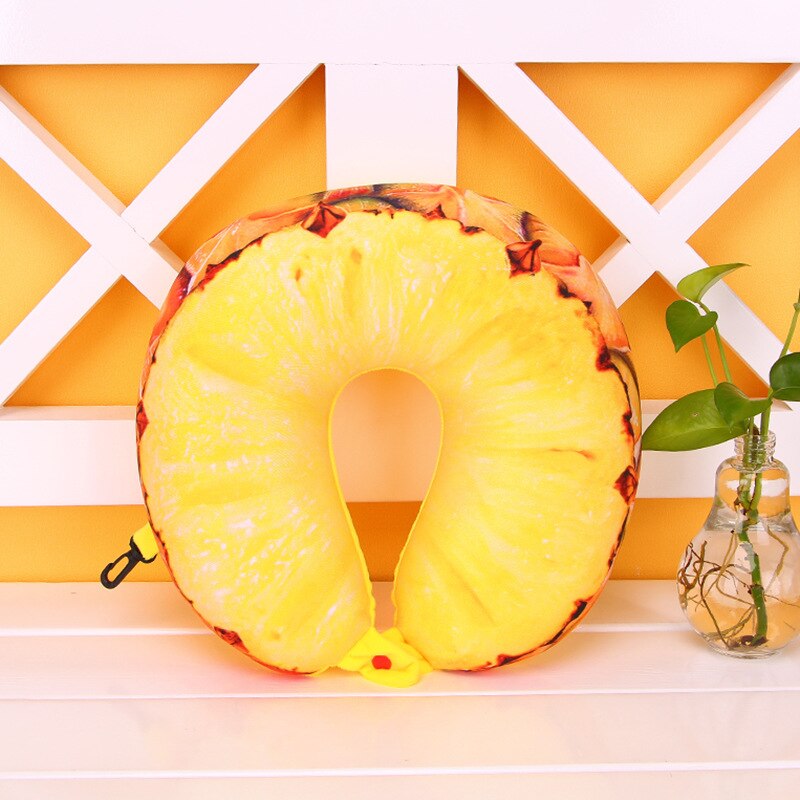 Hazybeauty U Shape Memory Foam Kussen Vliegtuig Fruit Watermeloen Vorm Reizen Vliegtuig Kussen U-vorm Nek Kussens 28x30cm: Pineapple