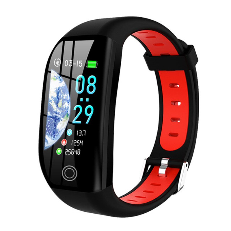F21 smart armbånd gps fitness aktivitet tracker 1.14 "sport vandtæt blodtryksur sove monitor bånd armbånd: Rød