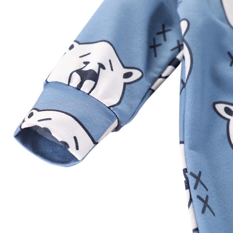 Baby Jongen Meisje Romper Lange Mouwen Hooded Katoen Leuke Cartoon Beer Oren Outfits Jongens Meisjes Jumpsuit Lente En Herfst