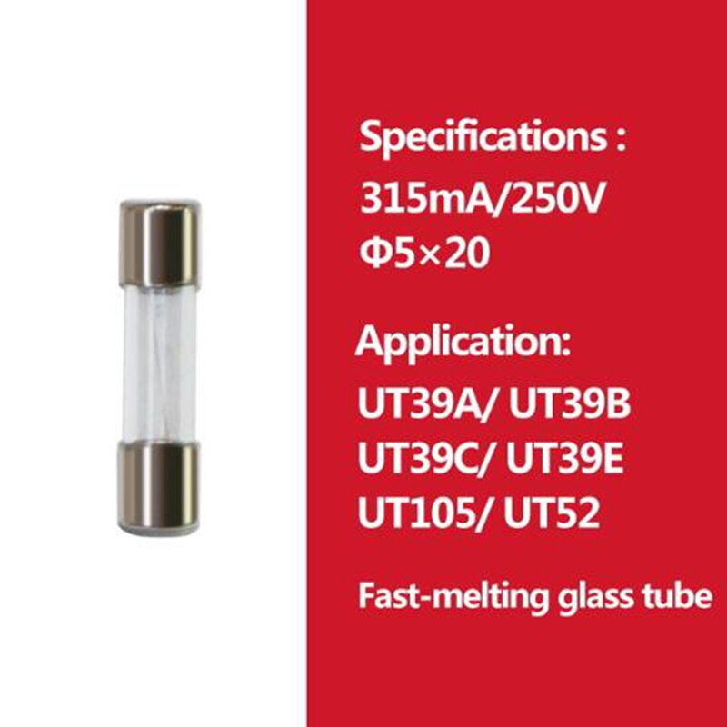 UNI-T Cartridge Fuse Fast Acting Fuse Porcelain Tube For Uni-t Multimeter UT61 UT139 UT890 UT39 UT105 UT171 Series.: 315mA 250V
