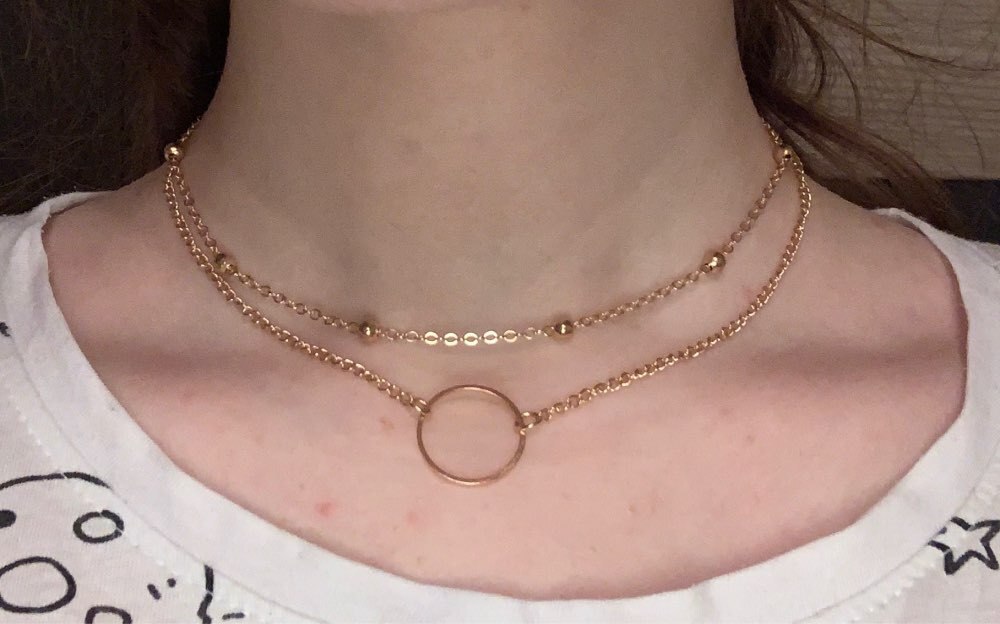 Modern Choker Necklace Two Layers Round Necklaces Gold Color Necklace Choker Jewelry For Women