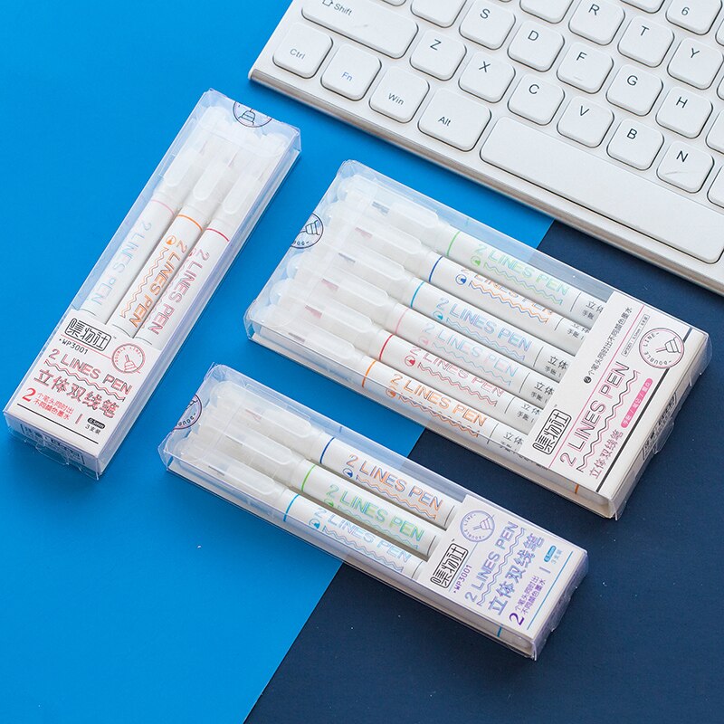 Andstal 2 linjers kuglepen sæt 0.5mm doule line art markør pen fine liner markører fineliner farve blæk tegne scrapbog journaling penne