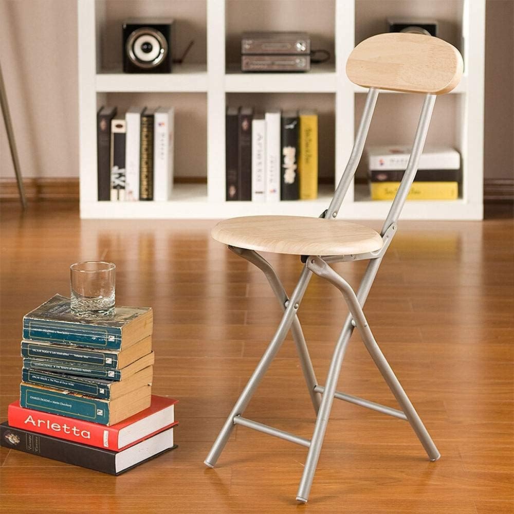 Starley Opvouwbare Metalen En Houten Stoel Met Rugleuning, 74X35X30 Cm Houten Kruk, Voor Keuken, Tuin, Woonkamer, Bar