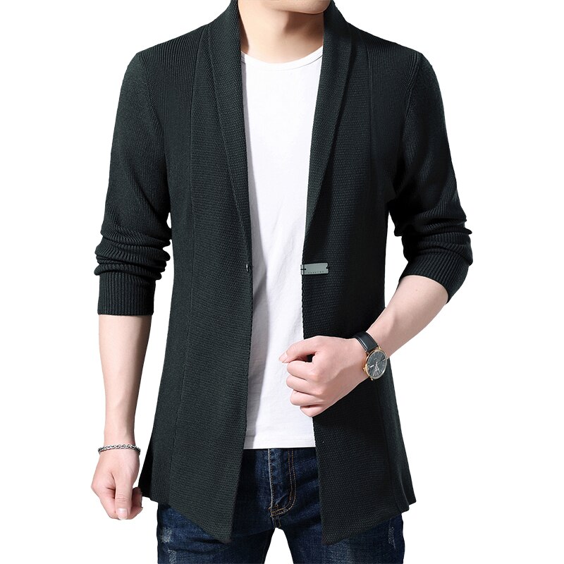 Cardigan herre gensere vår høst menn casual cardigan jakke mann ensfarget lang genser vindjakke single button coats
