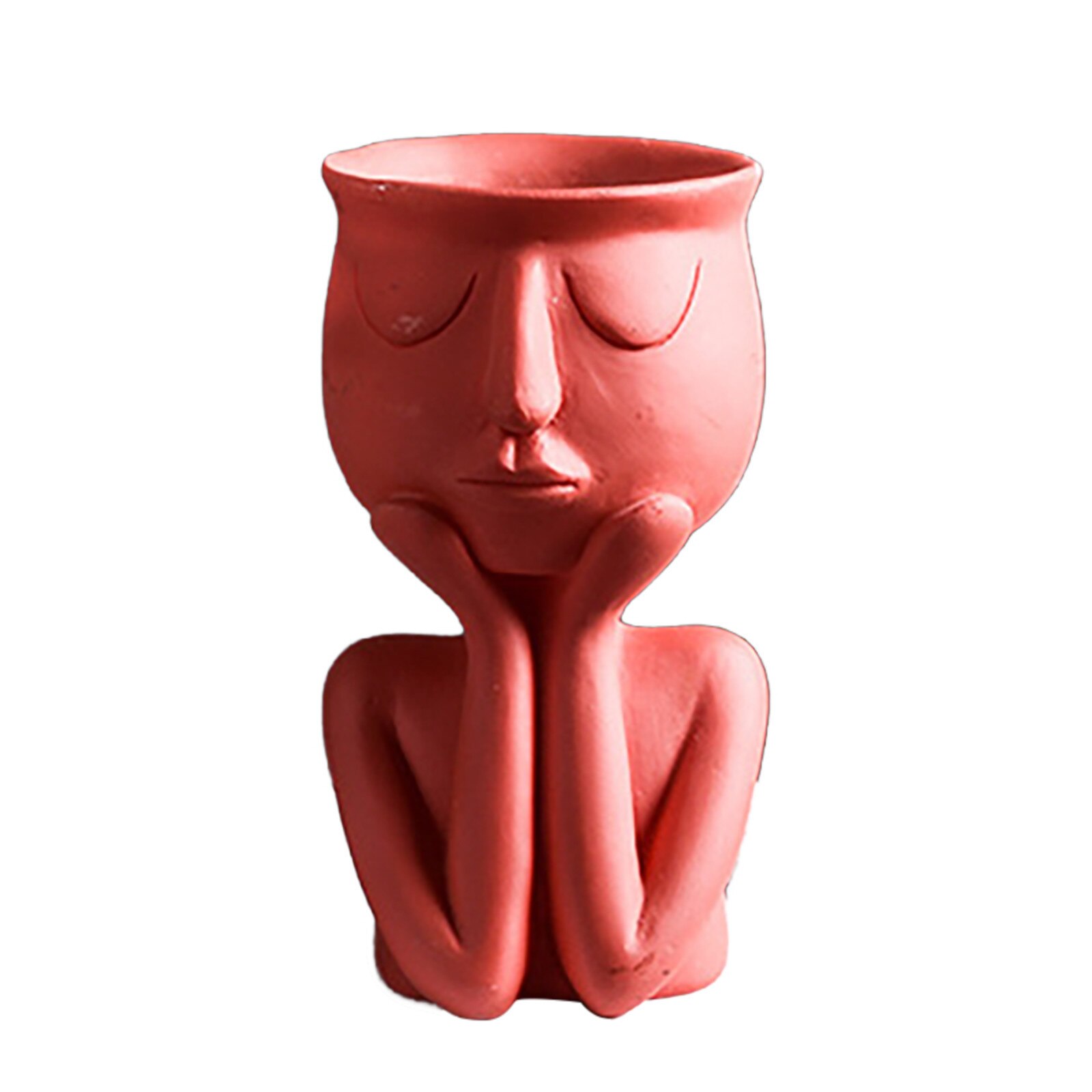 AmiCera Bloempot met abstract gezicht, kleurrijke plantenpot met drainage, schattige bloempotten voor kamerplanten, eclectische vetplanten, sierpot als woondecoratie (groen, 14 cm