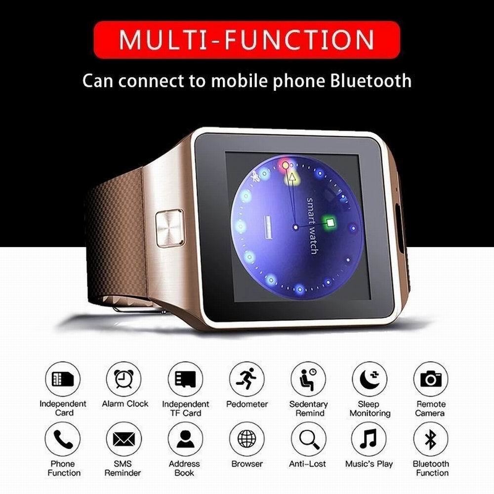 DZ09 Smart Watch Touchscreen Bluetooth Wrist Smart Phone Watch Sports Fitness Tracker Camera Compatible with iOS Android