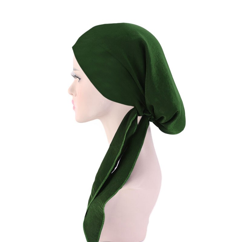 Muslimske kvinder hovedtørklæde hue hue kemo hat turban hovedbeklædning bandana kræft hårtab cover hovedtørklæde hoved wrap strækhætter: 06 grønne