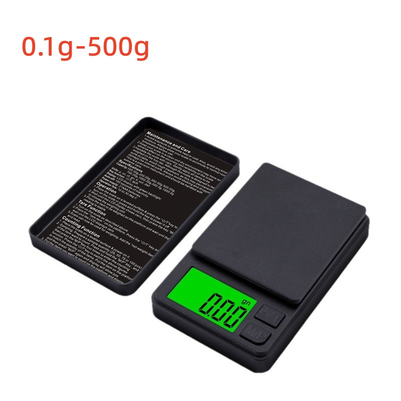 100/500g 0.01g mini digitale weegschaal hoge precisie elektronische zakweegschaal sieraden gewicht keuken draagbare elektronische weegschaal: Grey