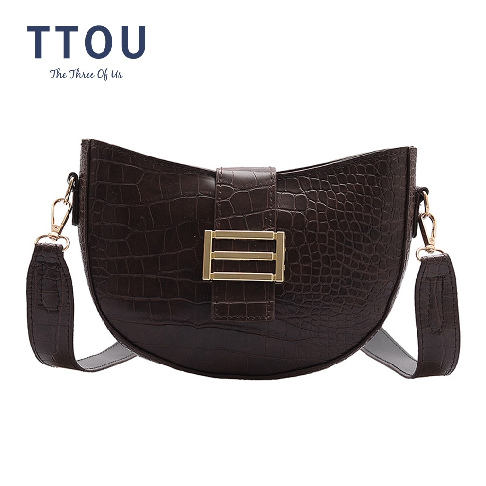 Crocodile modèle PU cuir sacs à bandoulière pour femmes couleur unie sac à bandoulière femme sacs à main sauvage sac de selle
