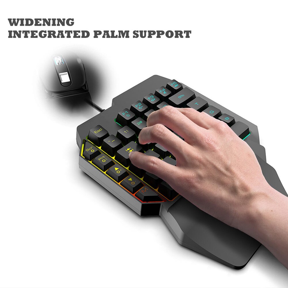 Keyboard Mouse Combos Ergonomic Multicolor Backlight One-Handed Game Keyboard Mouse Set For Home Gamer Gaming Kit