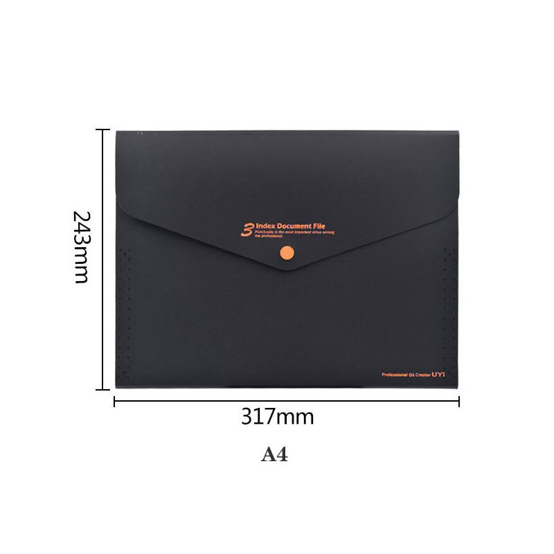 Fashionable Office File folder A4 office organizers Expanding Wallet 3 pockets Black-Series Document organizer PP material: Black-Orange