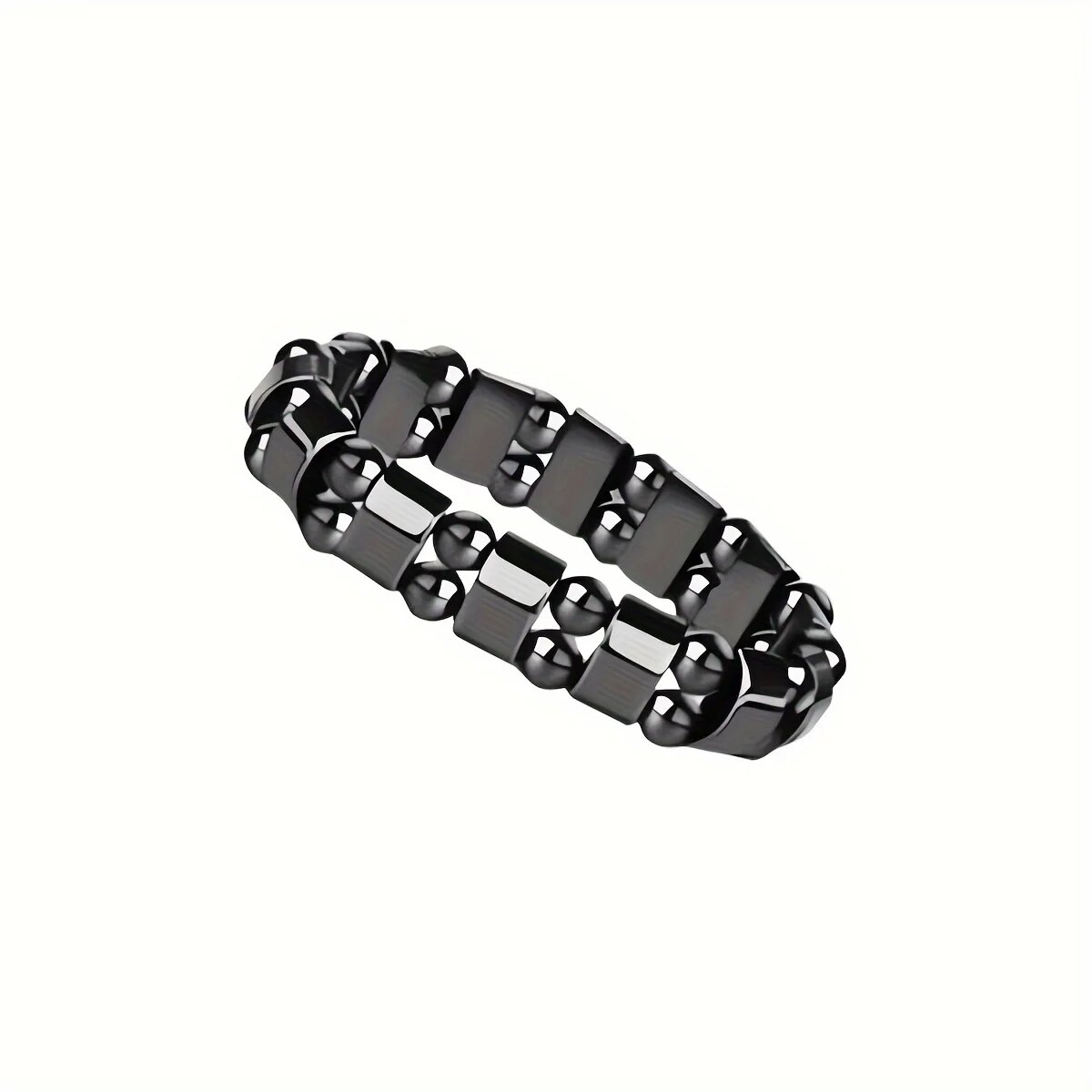 Uma pulseira magnética de cálculo biliar preto para homens e mulheres, a mesma pulseira de energia magnética com pulseira magnética de contas de fileira dupla