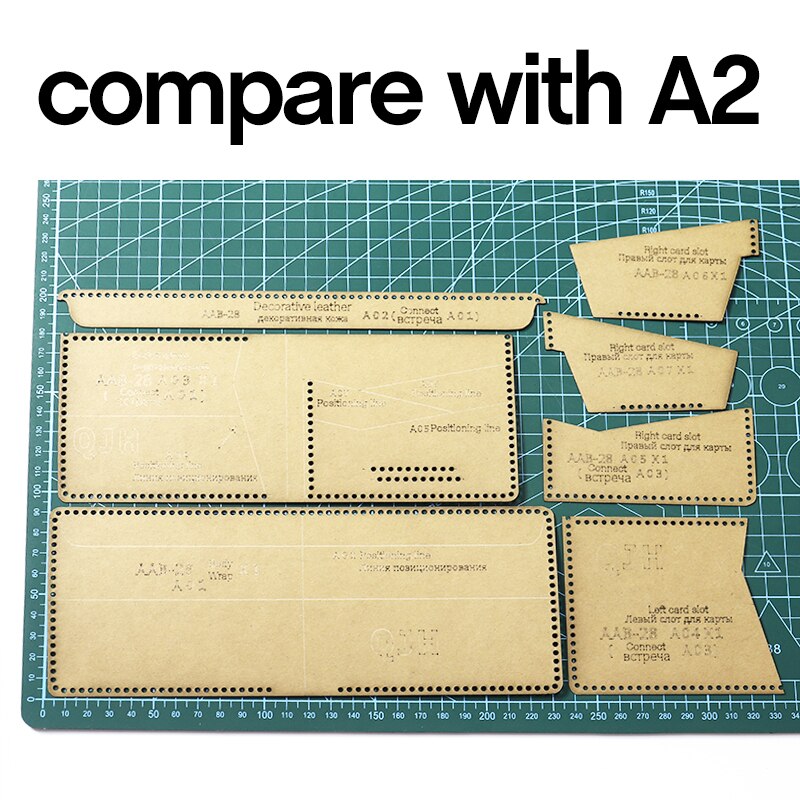 1Set DIY Kraft Paper Template Men and Women Short Wallet Leather Craft Pattern DIY Stencil Sewing Pattern 9.5*11.5cm