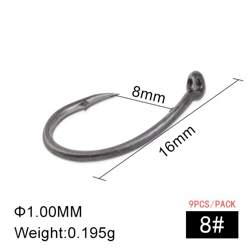 Ftk 3 pakker europa karpe krok 2/4/6/8 karbonstål matt svart sirkel karpe fiske krok med ring ferskvann mothager enkelt japan: 8
