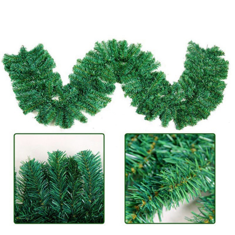 Christmas Artificial Garland Wreath PVC Green Rattan Hanging Ornament For Kids Home Party Christmas Decor