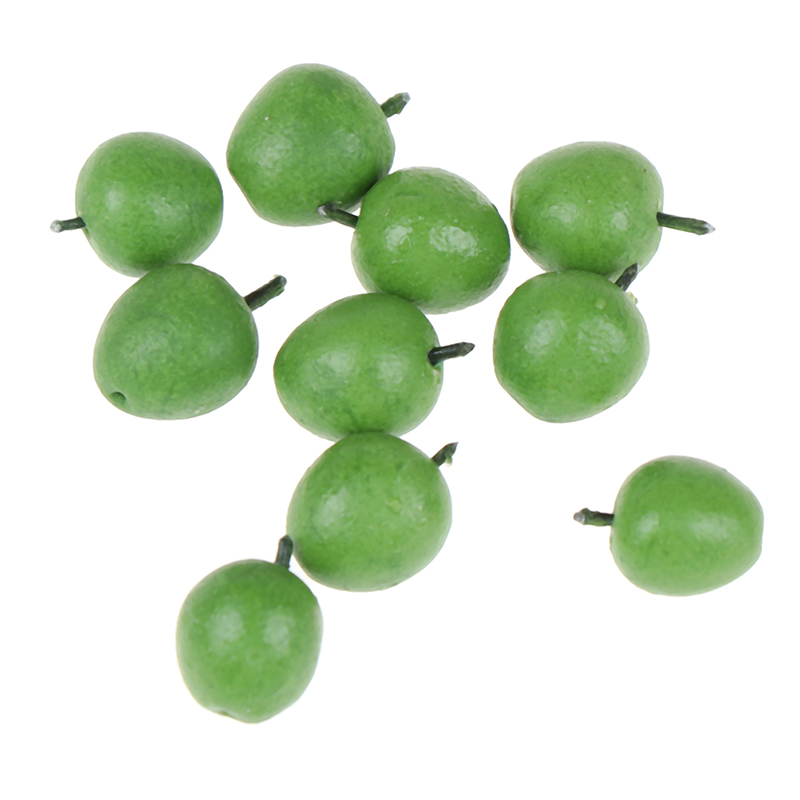 10pz 1/12 accessori per Astuccio delle bambole in miniatura resina verde mela/fragola rossa simulazione frutta modello giocattolo casa delle bambole decorazione