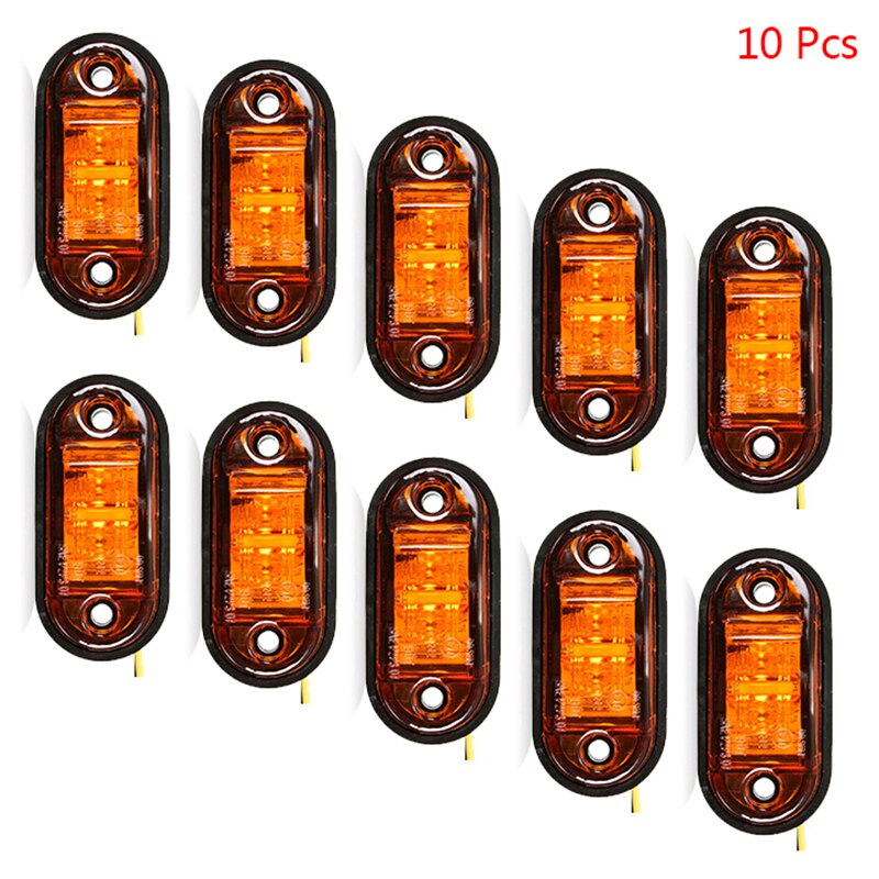 10 stk advarselslys ledd diode lys tilhengerbil oransje hvit rød ledet sidemarkeringslampe oval klarering trailer lys 66 x 27.5mm: Gul