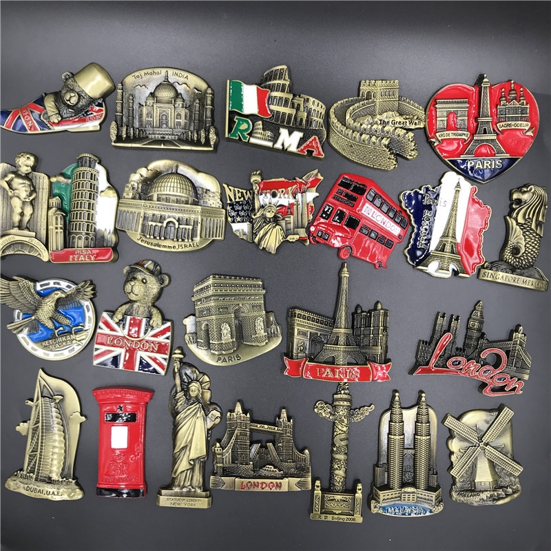 3D Alloy Fridge Magnets Different Countries Landscape Refrigerator Magnets Travel Souvenirs