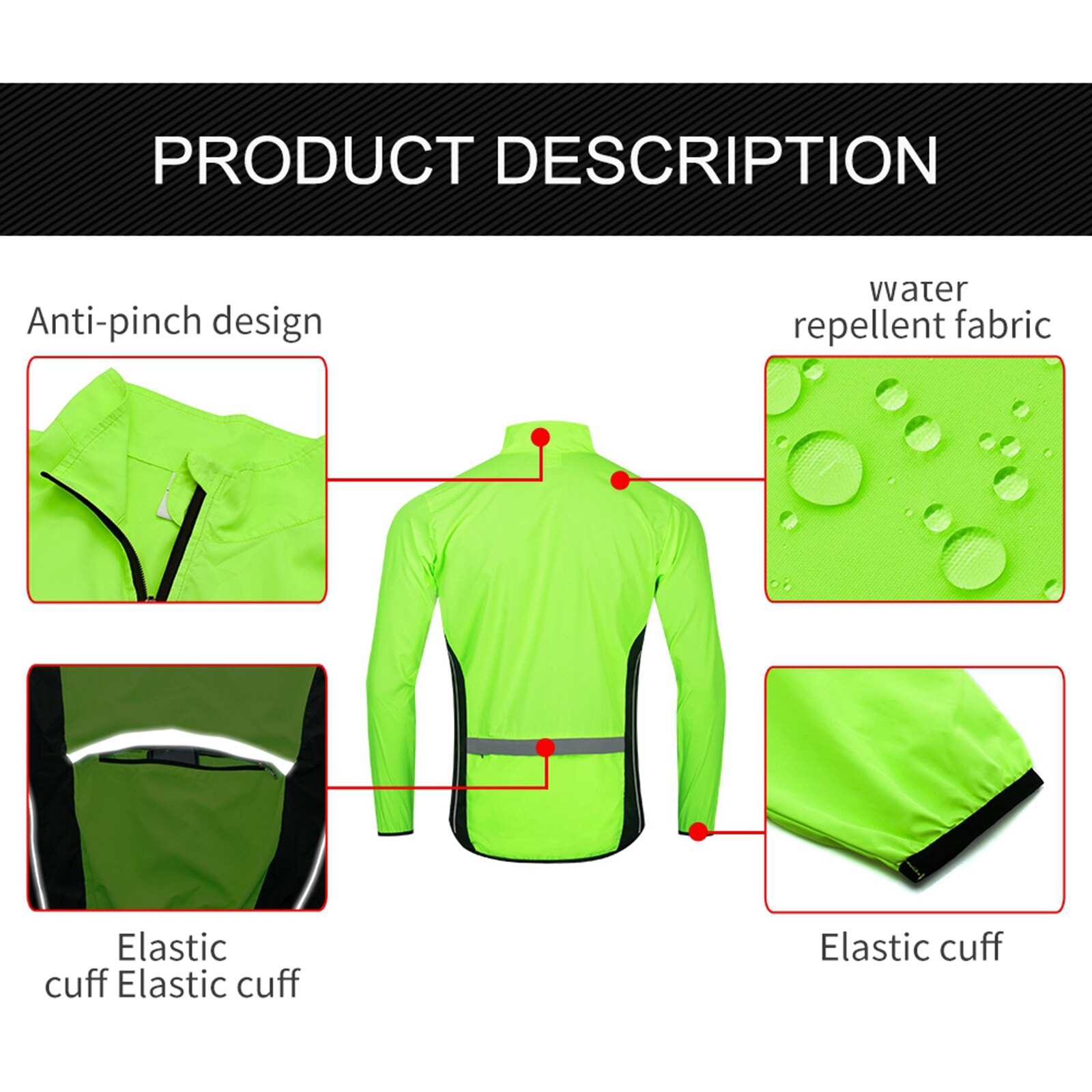 Fiets Fietsen Jacket Voor Mannen Zeer Zichtbaar Lichtgewicht Thermische Unisex Jas Winddicht Ademend Reflecterende Jassen Workout