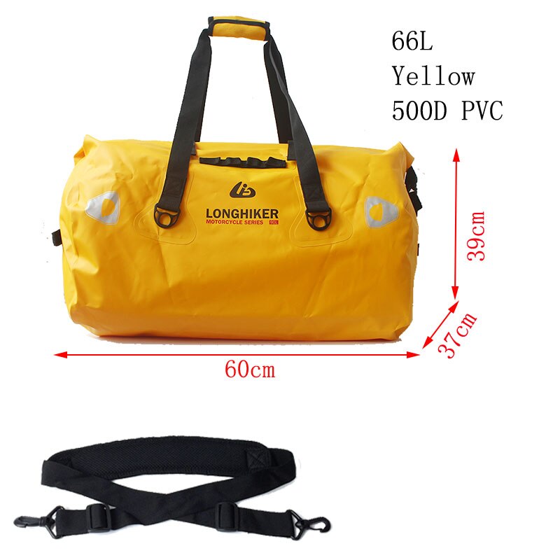 Outdoor Swimming Waterproof Duffle Bag for Motorcycle Tail Bag Riding Cycling Gym Kayaking Boating Rafting Fishing Camping: LHK361-Yellow66L-PVC