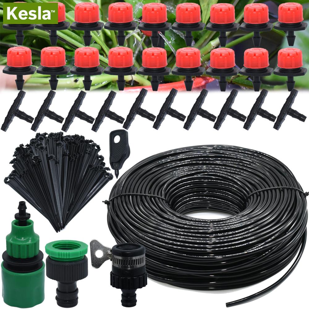 KESLA 5M-25M Automatic Micro Drip Irrigation Watering System Kit Hose Home Garden & Adjustable Drippers Greenhouses Potted grows