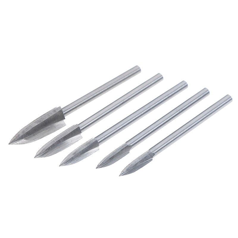 Fraises en acier blanc outils menuiserie trois lames couteaux à découper le bois 5 pièces, tige de 3mm 3-8mm