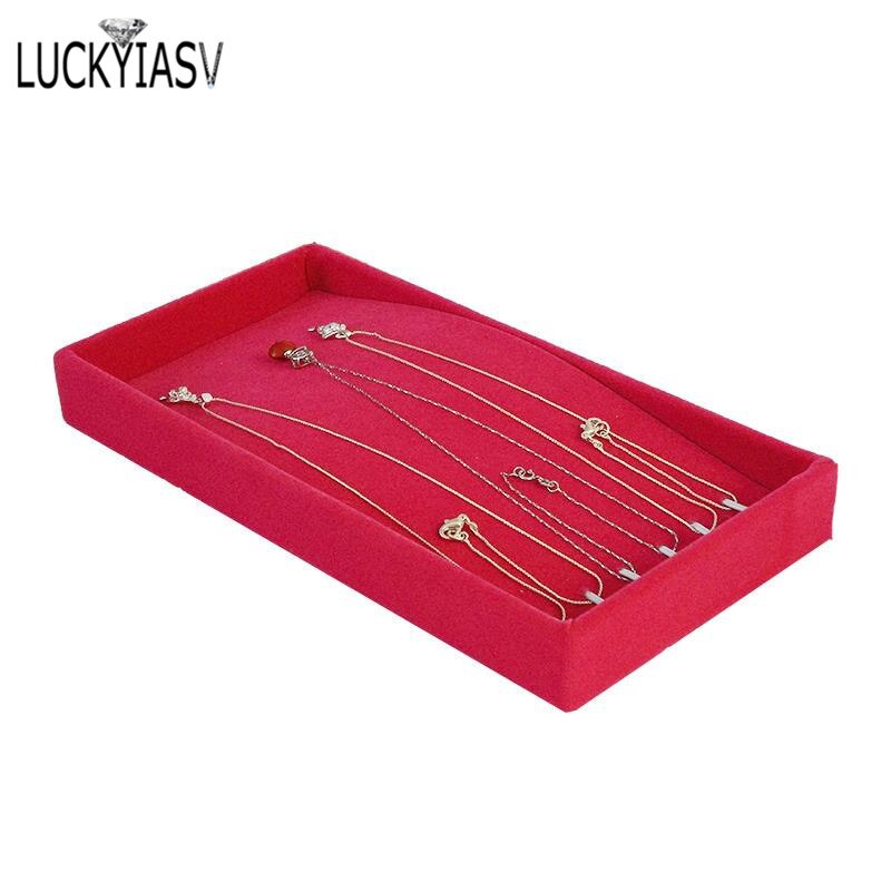 Necklace Display Tray for Pendant Chain Storage Box 11*22cm Jewellery Colliers Organizer Box: Rose Necklace Tray