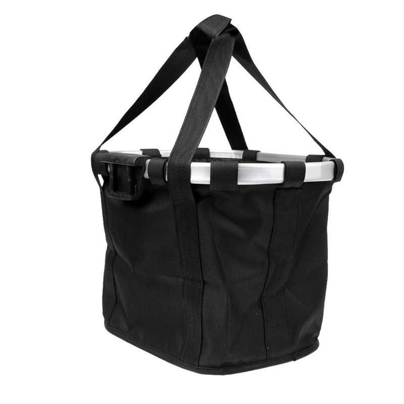 Sykkelhåndtak kurv bag avtagbar oppbevaringsveske sykkel vanntett bærer oppbevaring + holder - svart , 36 x 26 x 24cm